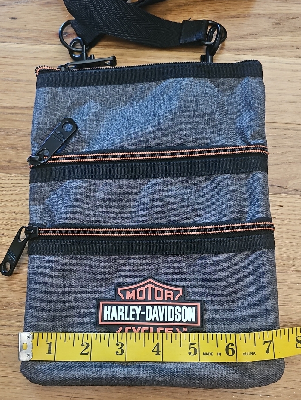 Harley Davidson Gray Crossbody Zipper Sling Bag Adjustable Strap & HD Logo NWOT - Picture 7 of 9